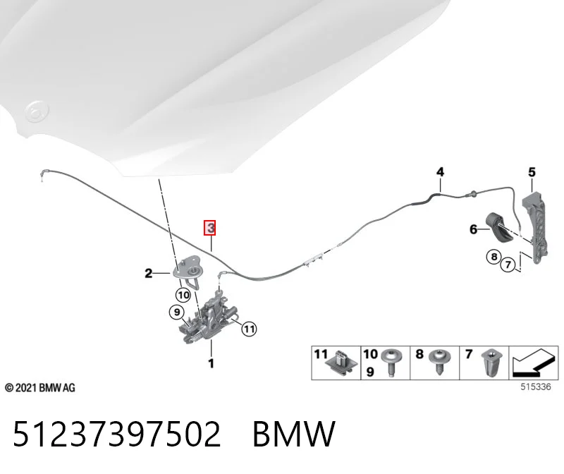 51237397502 BMW Linka otwierania maski przednia