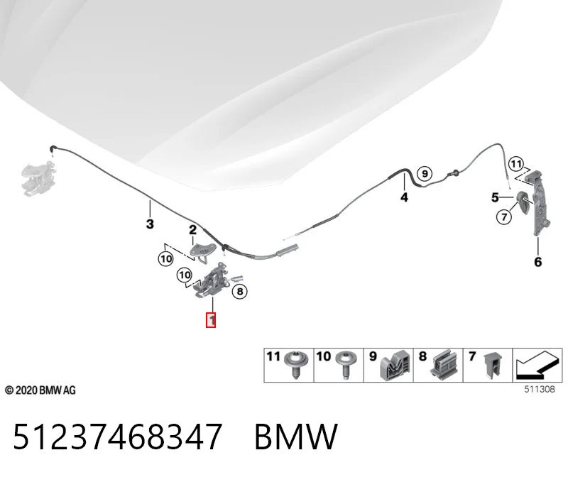51237468347 BMW Zamek maski lewy