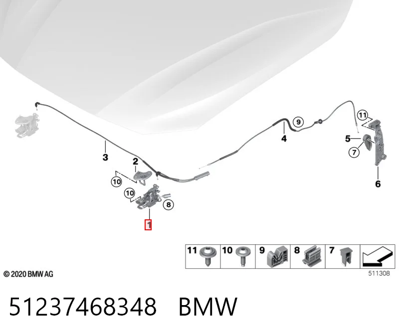 51237468348 BMW Zamek maski prawy