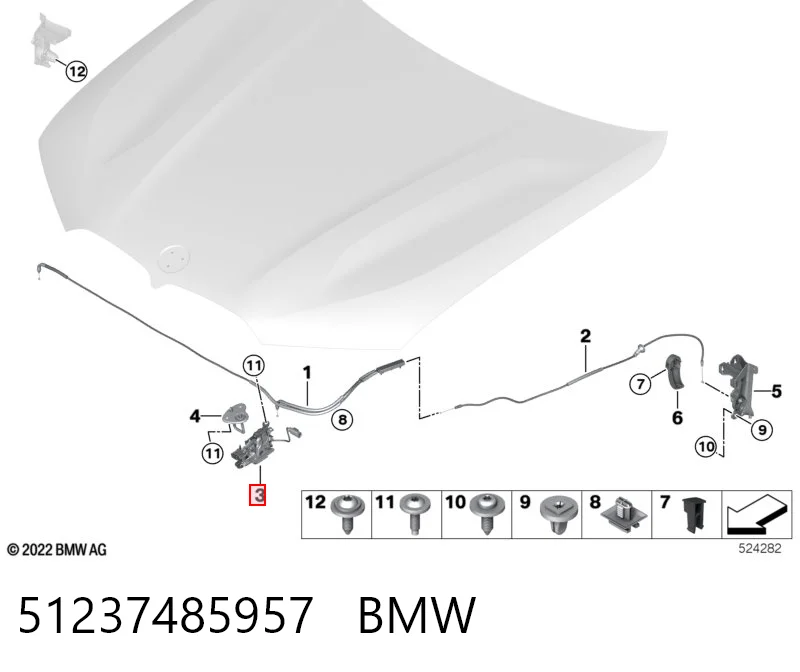 51237485957 BMW Zamek maski lewy