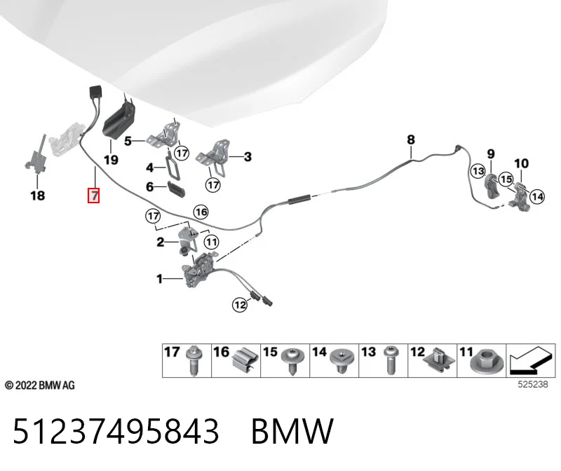 51237495843 BMW Linka otwierania maski przednia