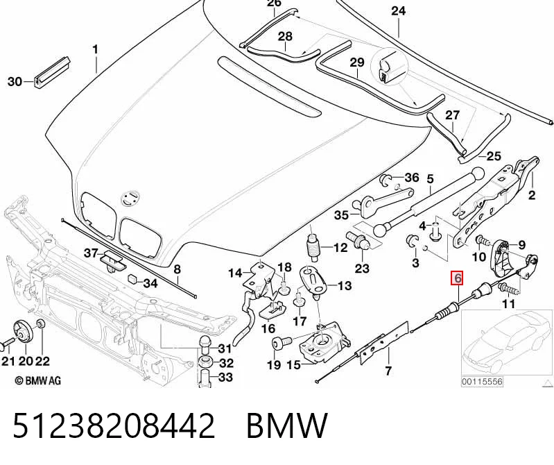 51238208442 BMW Linka otwierania maski