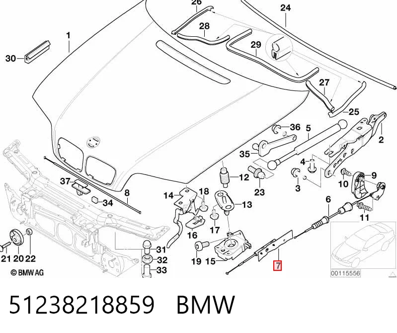 51238218859 BMW Linka otwierania maski