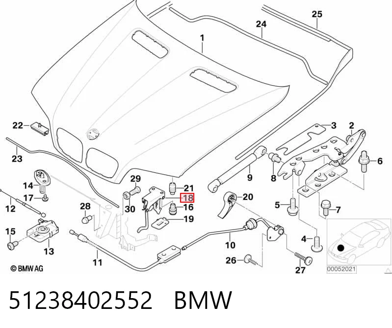 51238402552 BMW Wkładka zamka pokrywy silnika