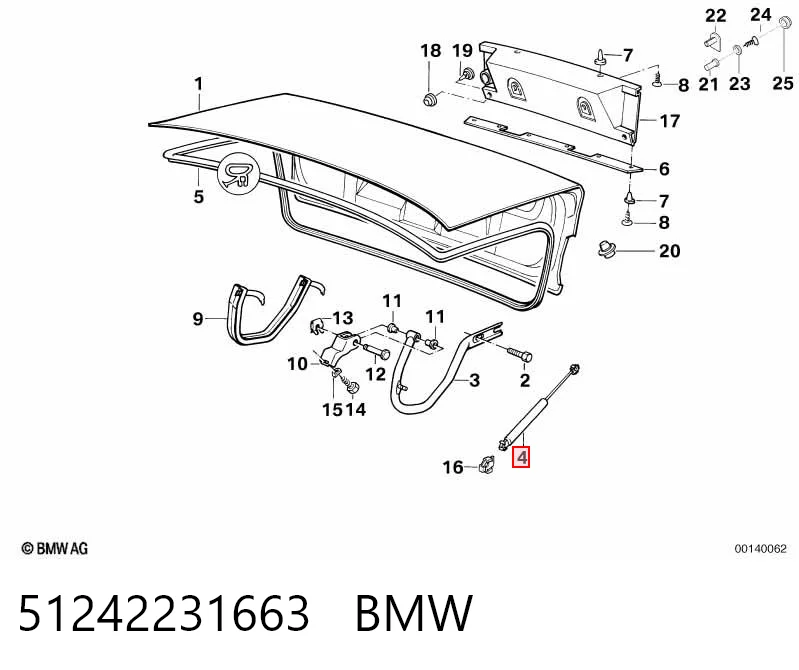51242231663 BMW Amortyzator klapy bagażnika (3/5 drzwi-tylnych)