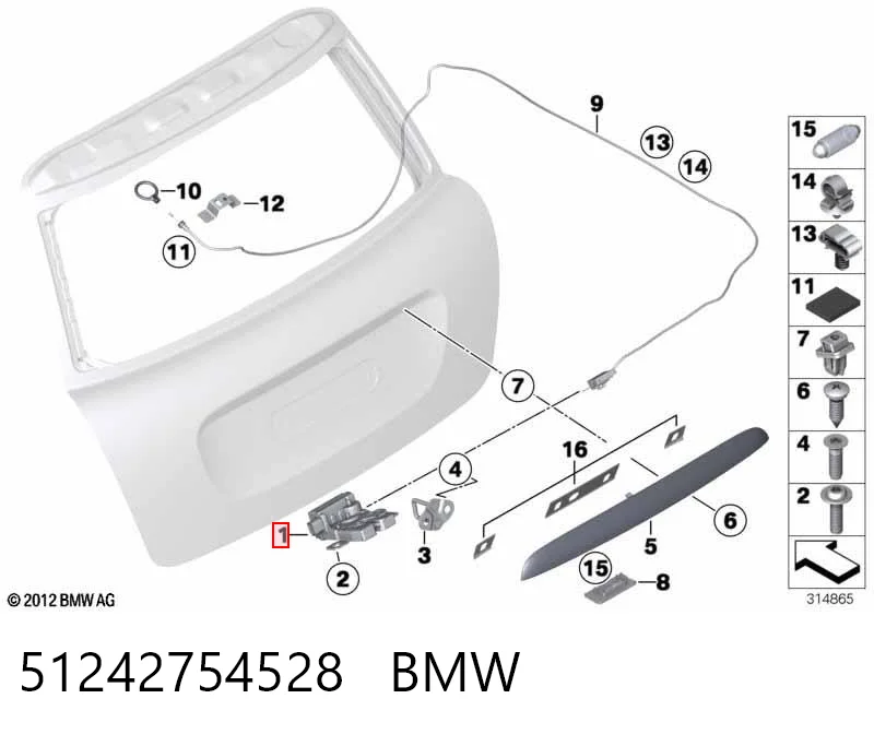 51242754528 BMW Zamek klapy bagażnika (3/5 drzwi tylnych)