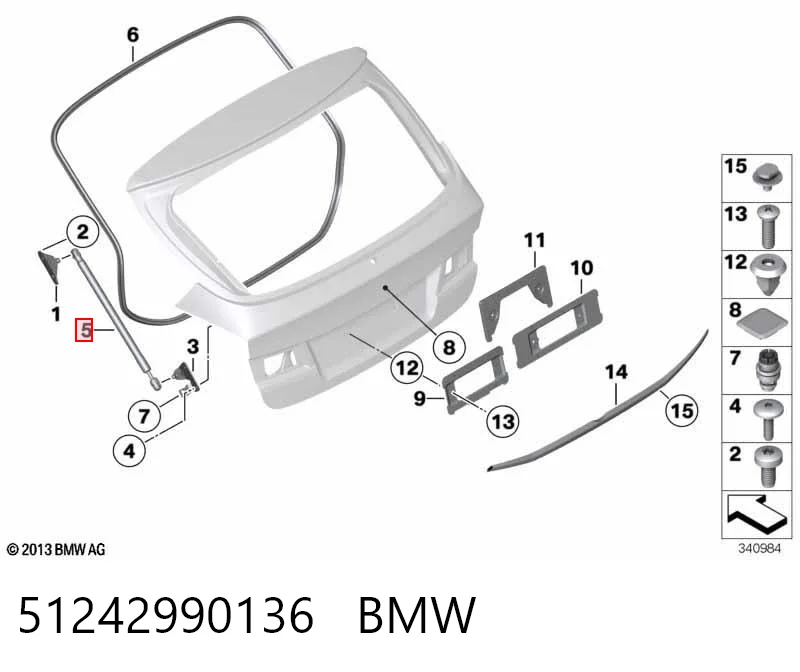 51242990136 BMW Amortyzator klapy bagażnika (3/5 drzwi-tylnych)