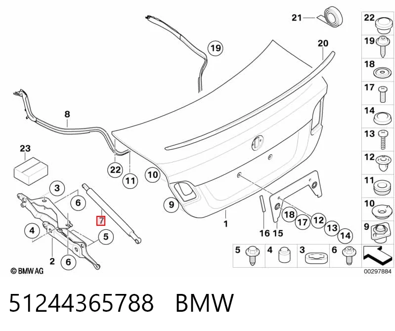 51244365788 BMW Amortyzator klapy bagażnika (3/5 drzwi-tylnych)