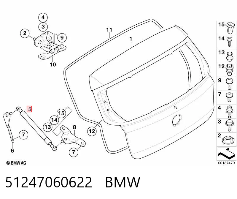 51247060622 BMW Amortyzator klapy bagażnika (3/5 drzwi-tylnych)