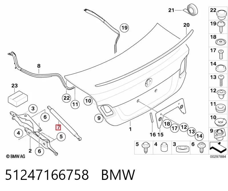 51247166758 BMW Amortyzator klapy bagażnika (3/5 drzwi-tylnych)