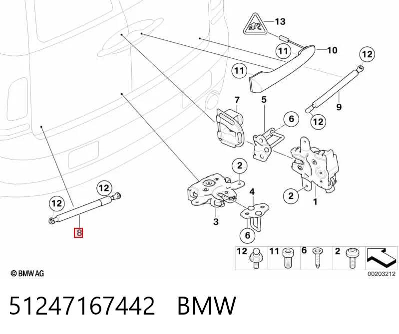 Do koszyka Amortyzator klapy bagażnika (3/5 drzwi-tylnych) Mini Clubman I R55