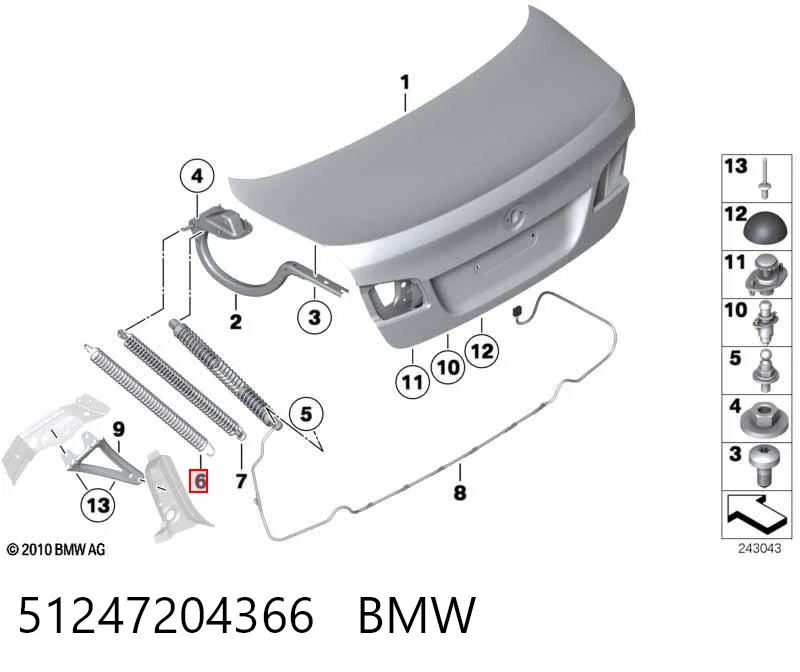 51247204366 BMW Amortyzator klapy bagażnika (3/5 drzwi-tylnych)