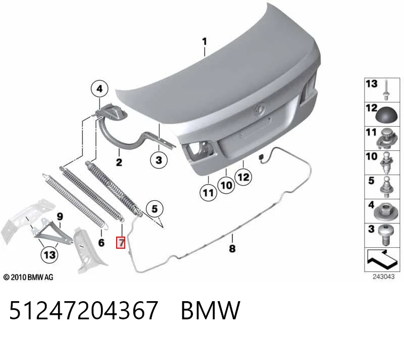 51247204367 BMW Amortyzator klapy bagażnika (3/5 drzwi-tylnych)