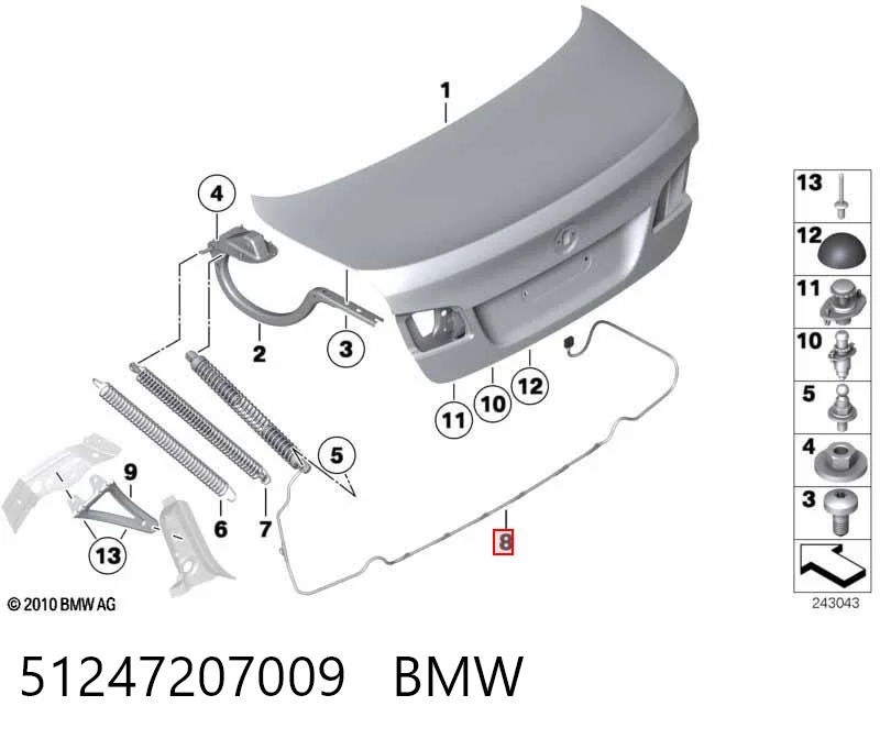 51247207009 BMW Amortyzator klapy bagażnika (3/5 drzwi-tylnych)