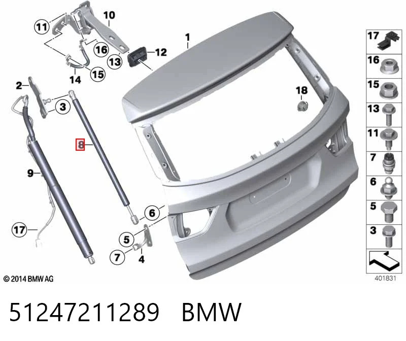 51247211289 BMW Amortyzator klapy bagażnika (3/5 drzwi-tylnych)