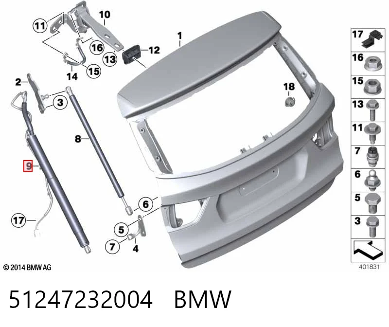 51247232004 BMW Amortyzator klapy bagażnika (3/5 drzwi-tylnych)
