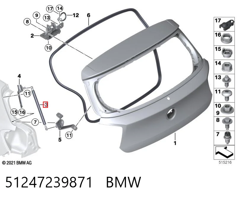 51247239871 BMW Amortyzator klapy bagażnika (3/5 drzwi-tylnych)