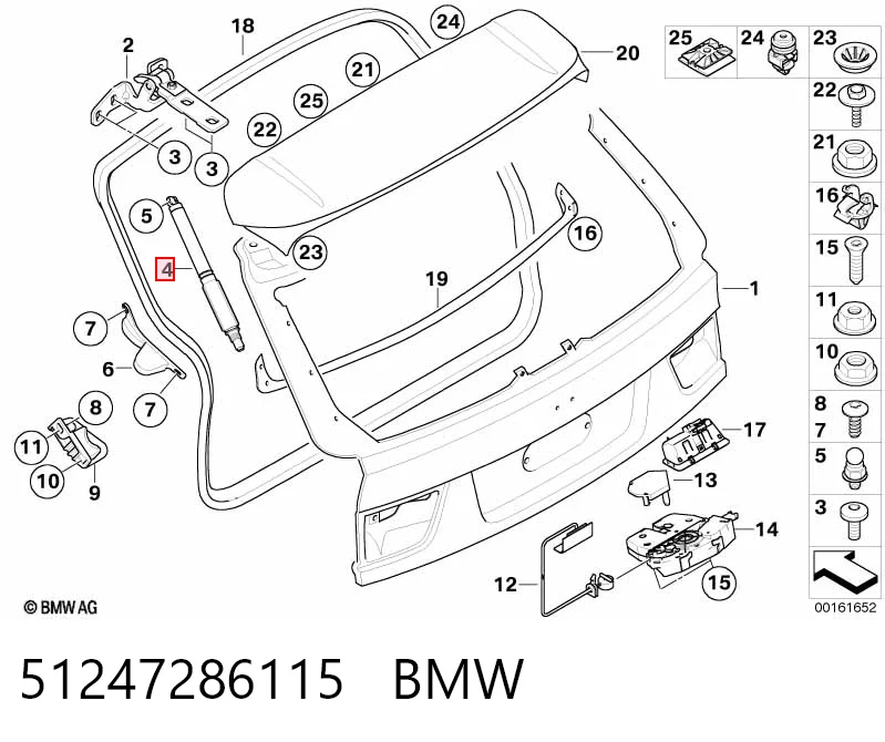 51247286115 BMW Amortyzator klapy bagażnika (3/5 drzwi-tylnych)