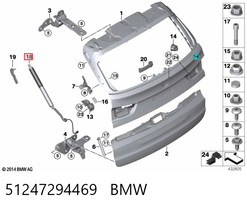 51247294469 BMW Amortyzator klapy bagażnika (3/5 drzwi-tylnych)