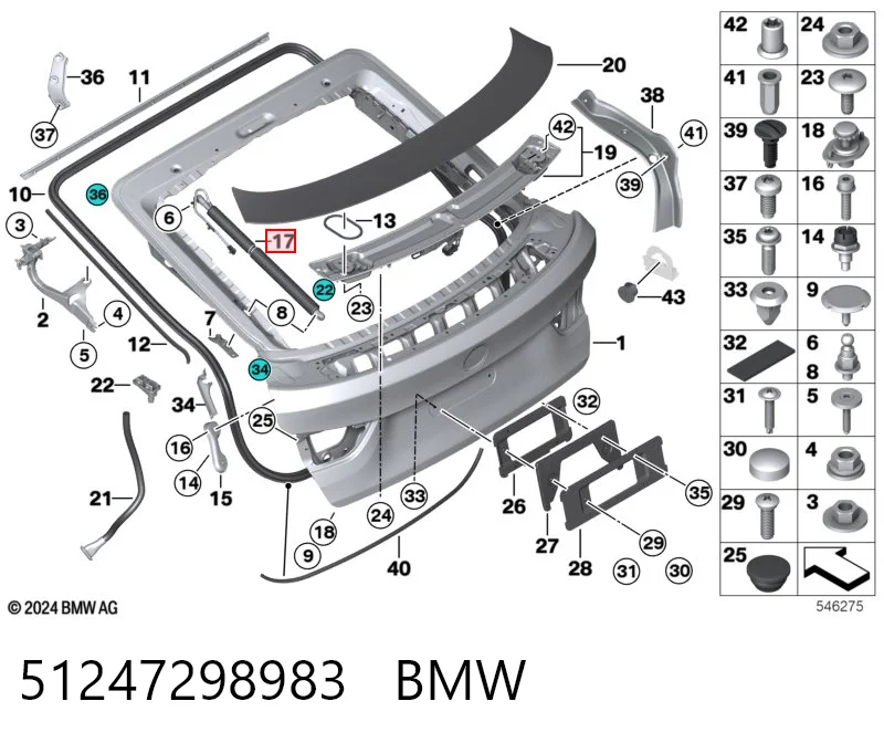 51247298983 BMW Amortyzator klapy bagażnika (3/5 drzwi-tylnych)