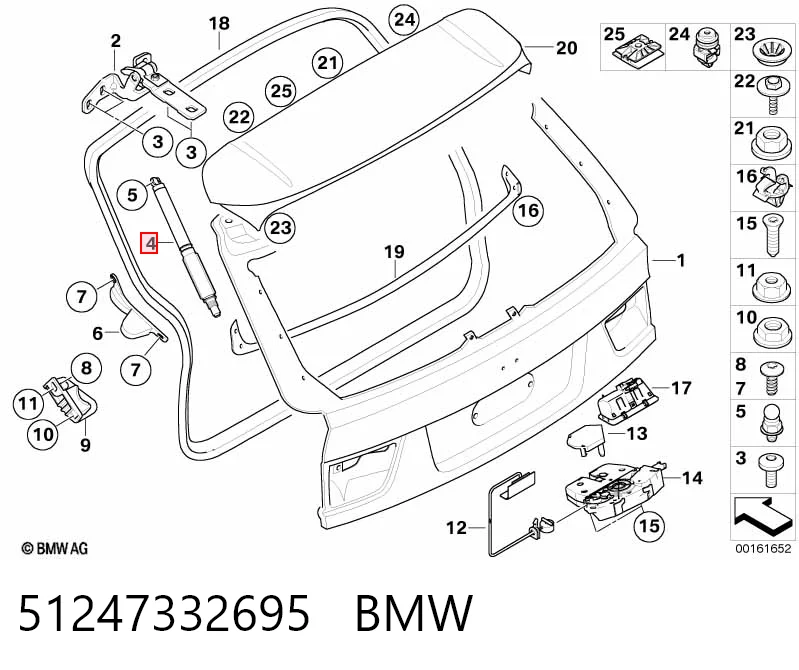 51247332695 BMW Amortyzator klapy bagażnika (3/5 drzwi-tylnych)