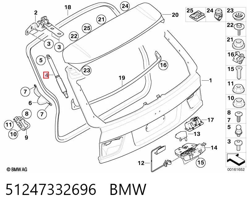 51247332696 BMW Amortyzator klapy bagażnika (3/5 drzwi-tylnych)