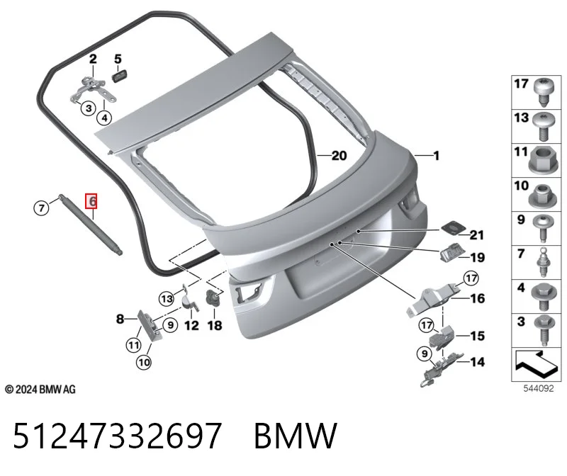 51247332697 BMW Amortyzator klapy bagażnika (3/5 drzwi-tylnych)