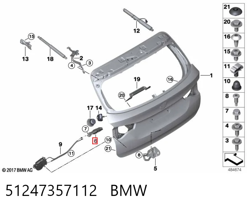 51247357112 BMW Zamek klapy bagażnika (3/5 drzwi tylnych)