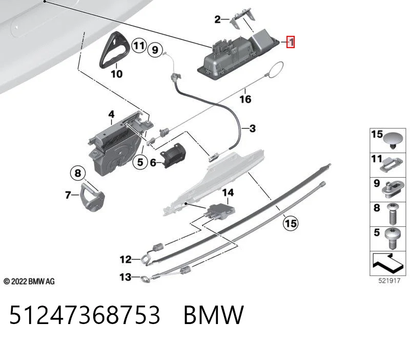 51247368753 BMW Przycisk blokady klapy bagażnika (drzwi 3/5)
