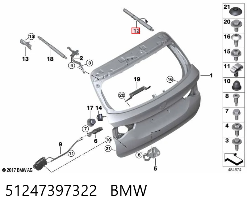 51247397322 BMW Amortyzator klapy bagażnika (3/5 drzwi-tylnych)