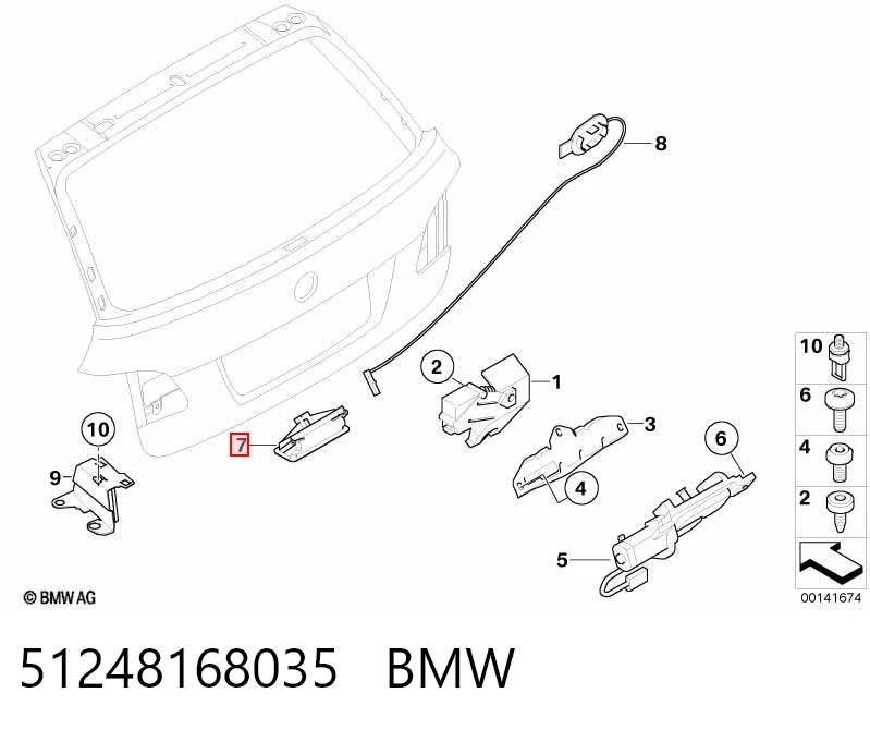 51248168035 BMW Przycisk blokady klapy bagażnika (drzwi 3/5)