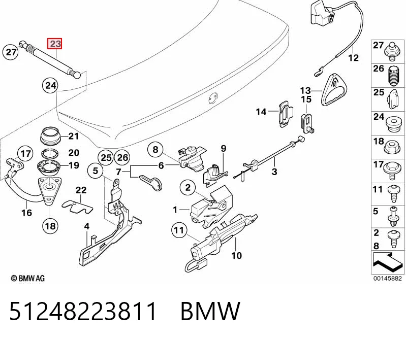 51248223811 BMW Amortyzator klapy bagażnika (3/5 drzwi-tylnych)