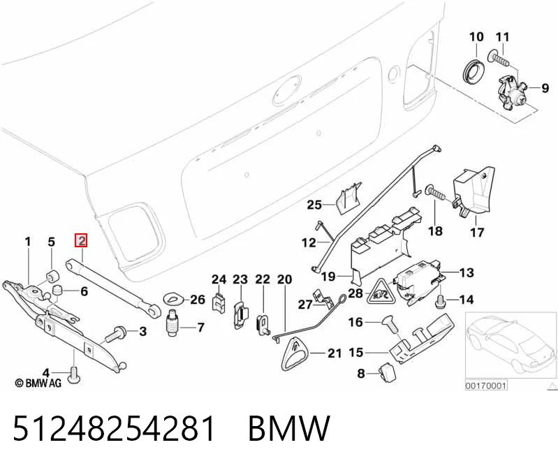 51248254281 BMW Amortyzator klapy bagażnika (3/5 drzwi-tylnych)