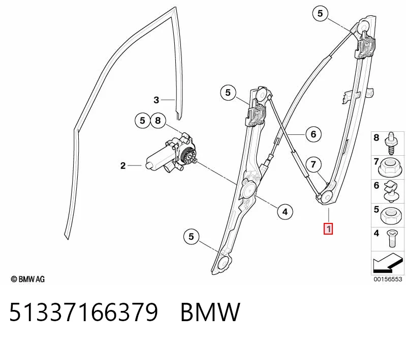 Do koszyka Mechanizm podnoszenia szyby drzwi przednich lewych BMW X5  E70