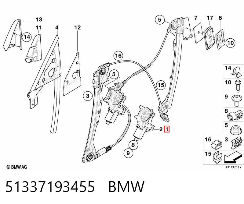 51337193455 BMW Mechanizm podnoszenia szyby drzwi przednich lewych