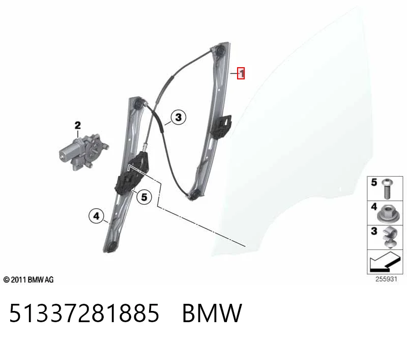 51337281885 BMW Mechanizm podnoszenia szyby drzwi przednich lewych