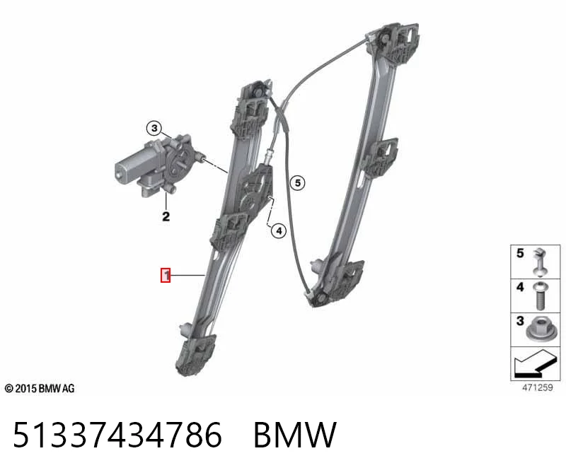 Mechanizm podnoszenia szyby drzwi przednich prawych do BMW X1  F48
