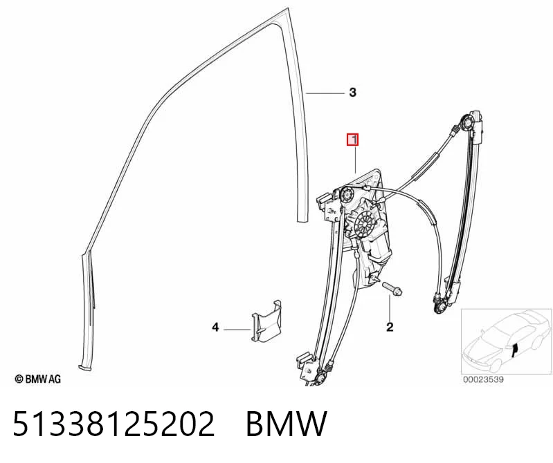  Mechanizm podnoszenia szyby drzwi przednich prawych BMW 7 