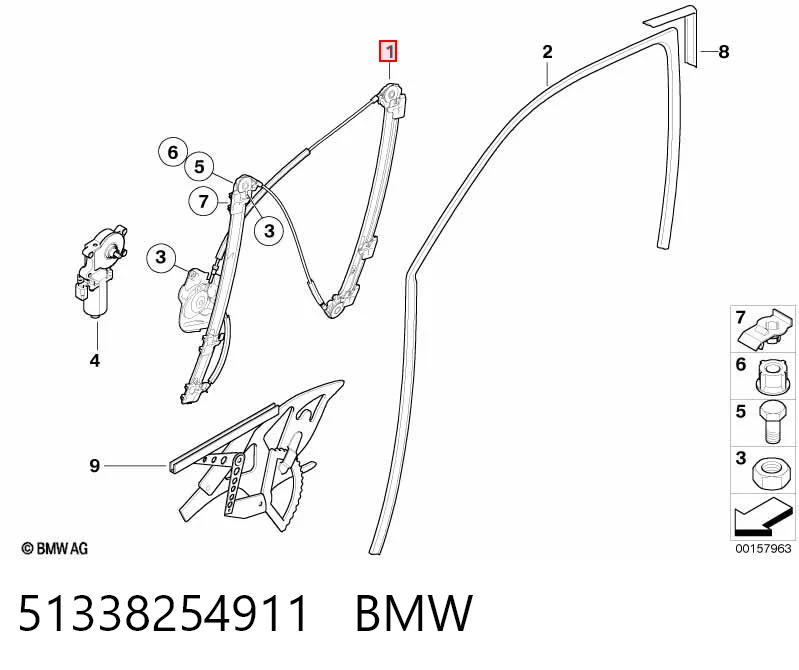 51338254911 BMW Mechanizm podnoszenia szyby drzwi przednich lewych