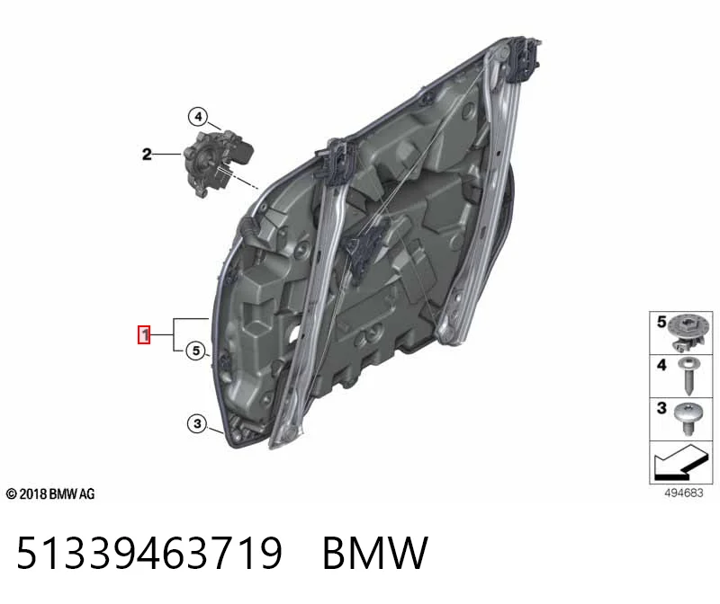 Mechanizm podnoszenia szyby drzwi przednich lewych do BMW X5  G05, F95