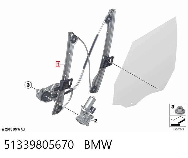 Mechanizm podnoszenia szyby drzwi przednich prawych do Mini COUNTRYMAN  R60