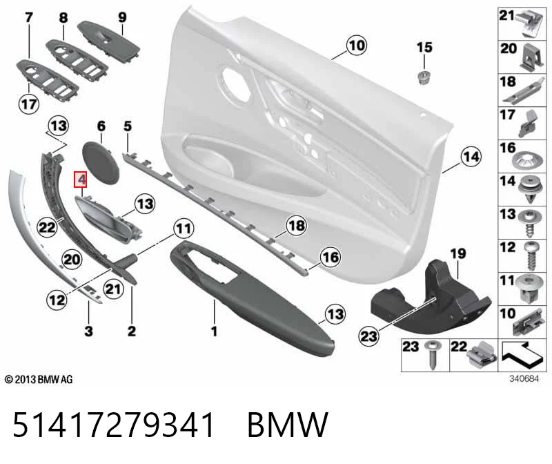 51417279341 BMW Klamka drzwi lewych zewnętrzna przednia/tylna