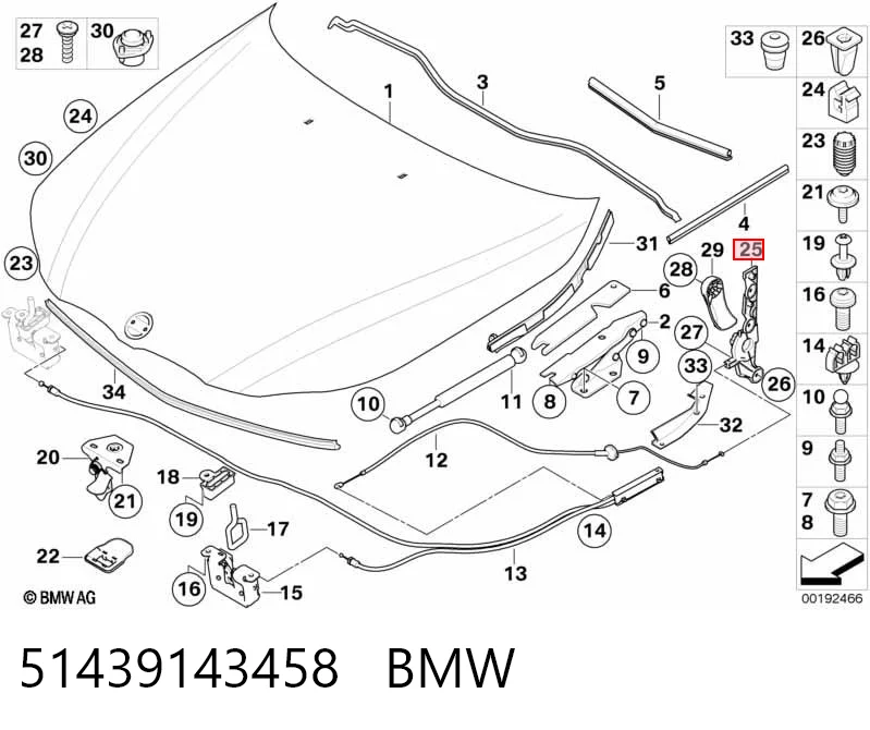 51439143458 BMW Uchwyt klamki otwierania maski