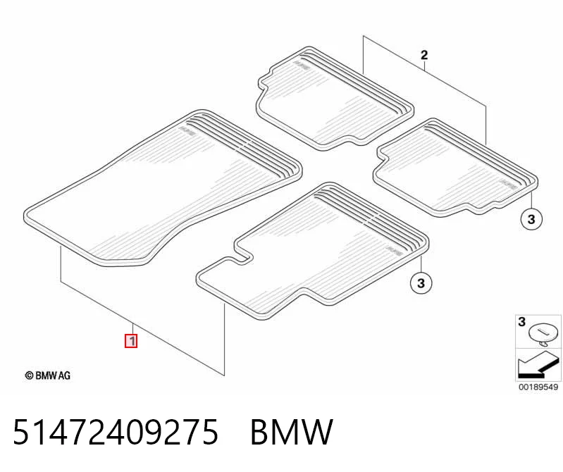 51472409275 BMW Dywanik przedni, zestaw 2 szt.
