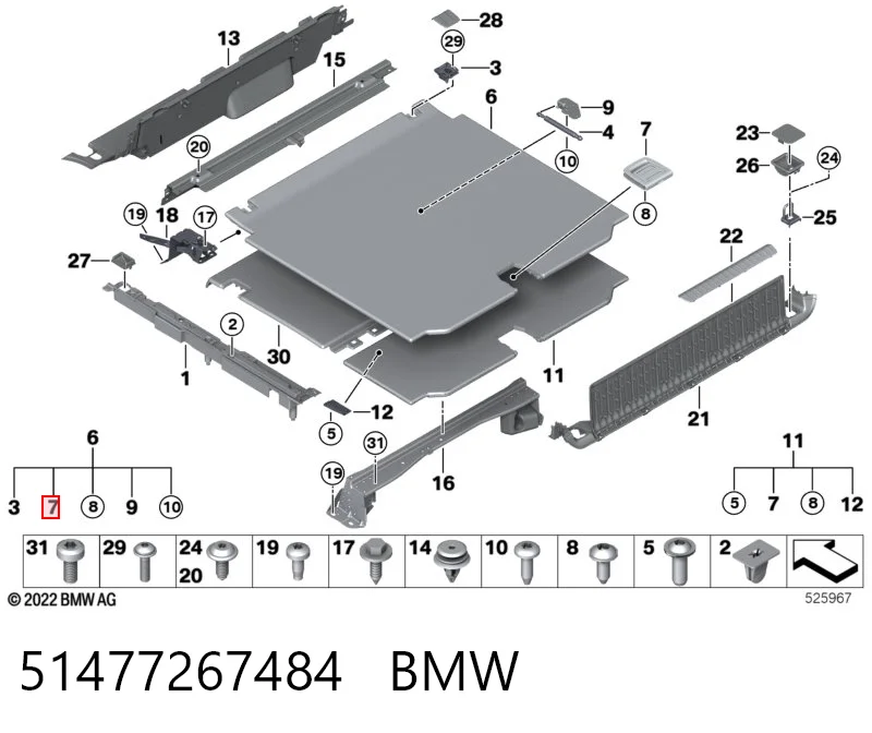 51477267484 BMW Uchwyt półki bagażnika