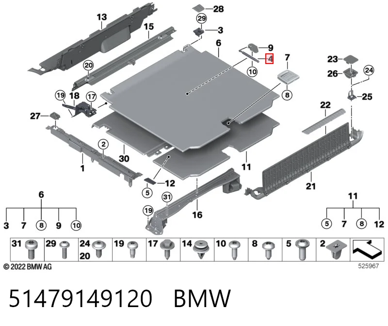 51479149120 BMW Amortyzator półki bagażnika