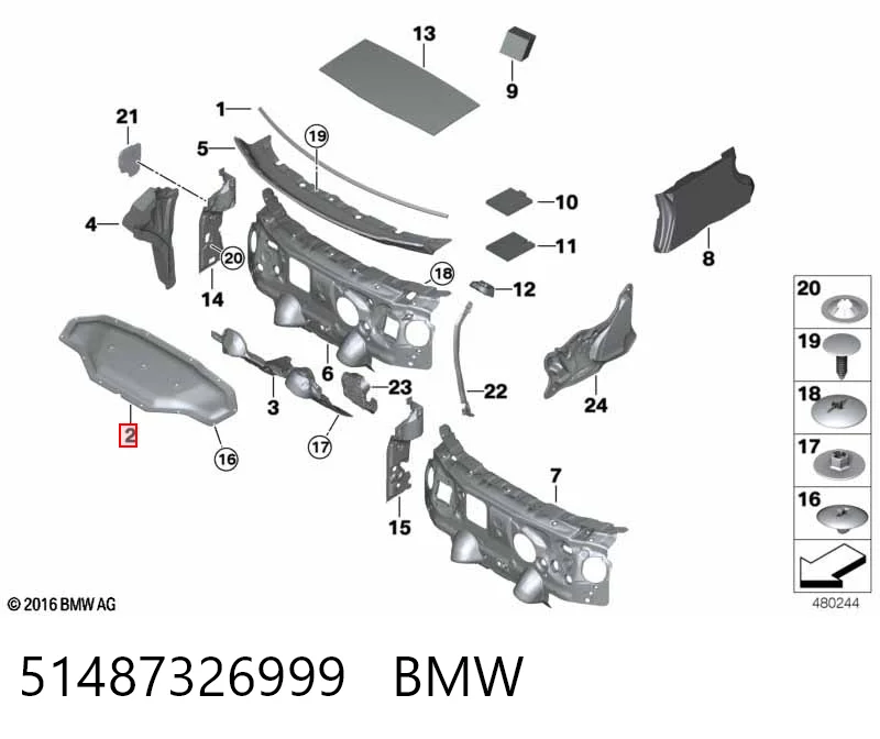 51487326999 BMW Wygluszenie maski