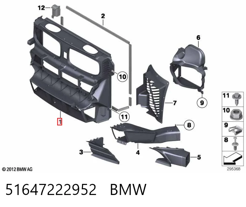 51647222952 BMW Kierownica powietrza (deflektor) chłodnicy