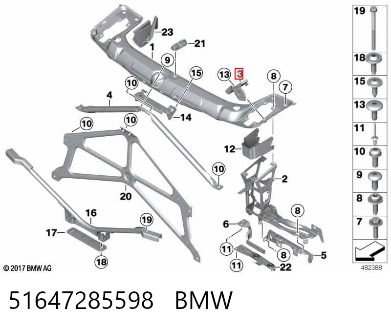 51647285598 BMW Wspornik (adapter) mocowania reflektora przedniego prawego