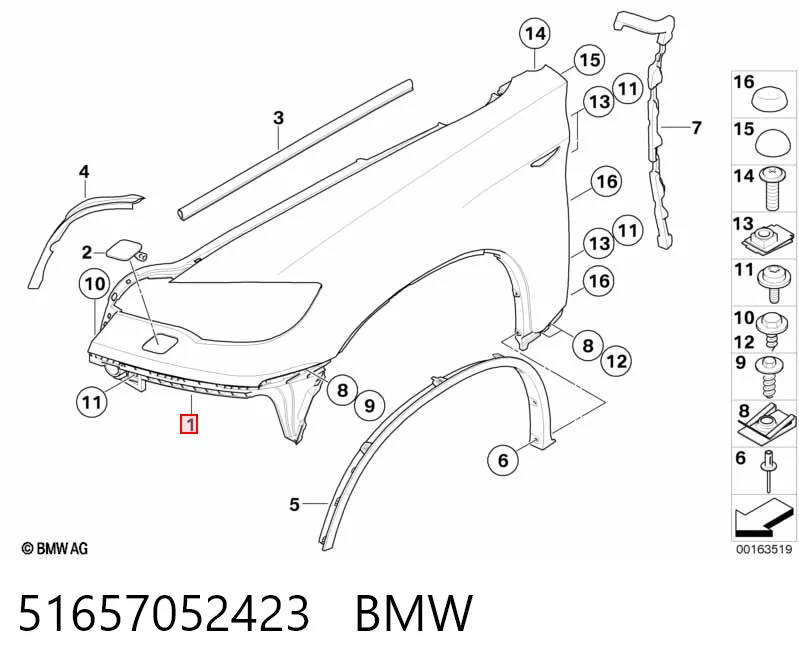 Błotnik przedni lewy BMW X6 SUV (E71) (2008 - 2014) cena, od 214,58 USD